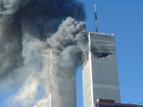 After the first airplane crash to the World Trade Center, New York, 11 Sept 2001 2