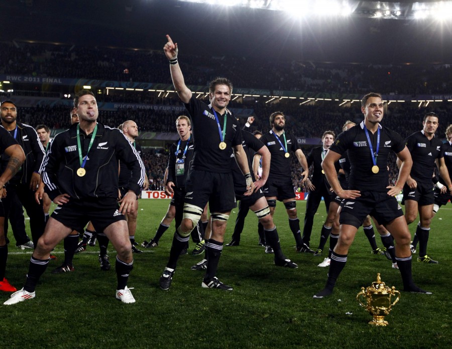 New Zealand All Blacks celebrating a win