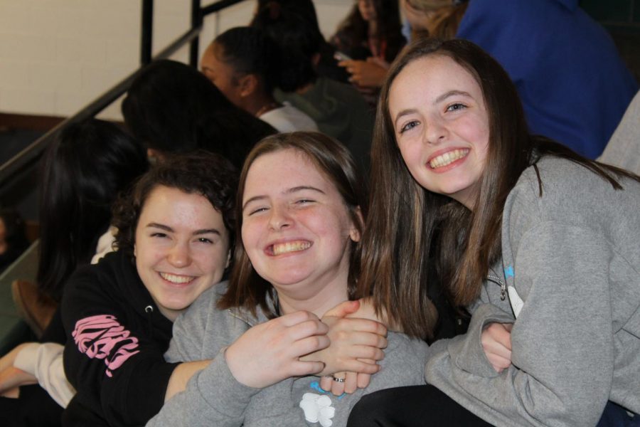 Regina girls having fun at the Winter Pep Assembly.